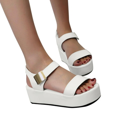 

Cathalem Size 11 Wide Sandals for Women Heels Roman Large Women s Wedge Size Fashion Sandals Womens Shoes Sandals Wedges White 9