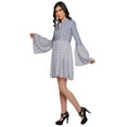 thumbnail image 3 of Moomaya Printed Mini Dress For Women Casual Wear Bell Sleeve Summer Clothing, 3 of 6