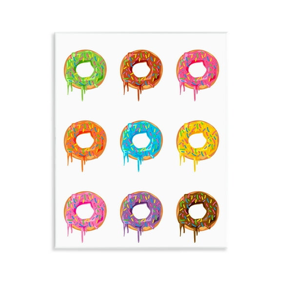 Stupell Industries Bright Donut Rows Food & Beverage Painting Unframed Art Print Wall Art, 11 x 14