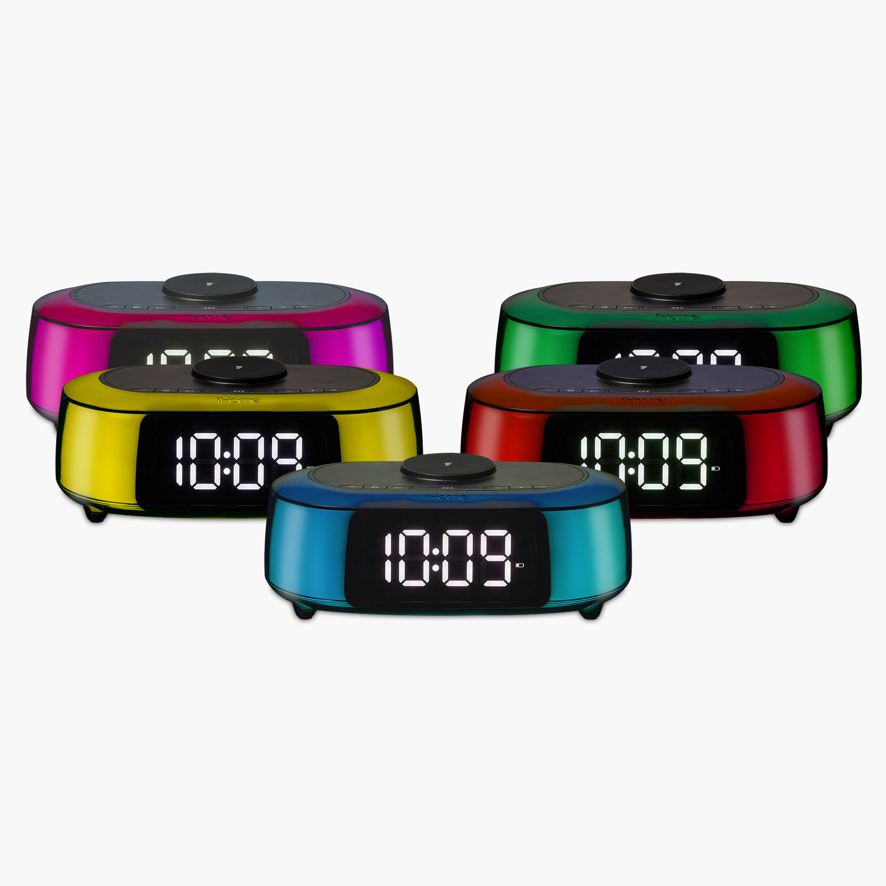 iHome Alarm Clock Radio with Wireless Charger, Bluetooth Speaker, and 2 USB Chargers (iBTW282)
