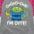 thumbnail image 3 of Toy Story - Alien Ooh I'm Cute - Toddler & Youth Girls Raglan Graphic T-Shirt, 3 of 5
