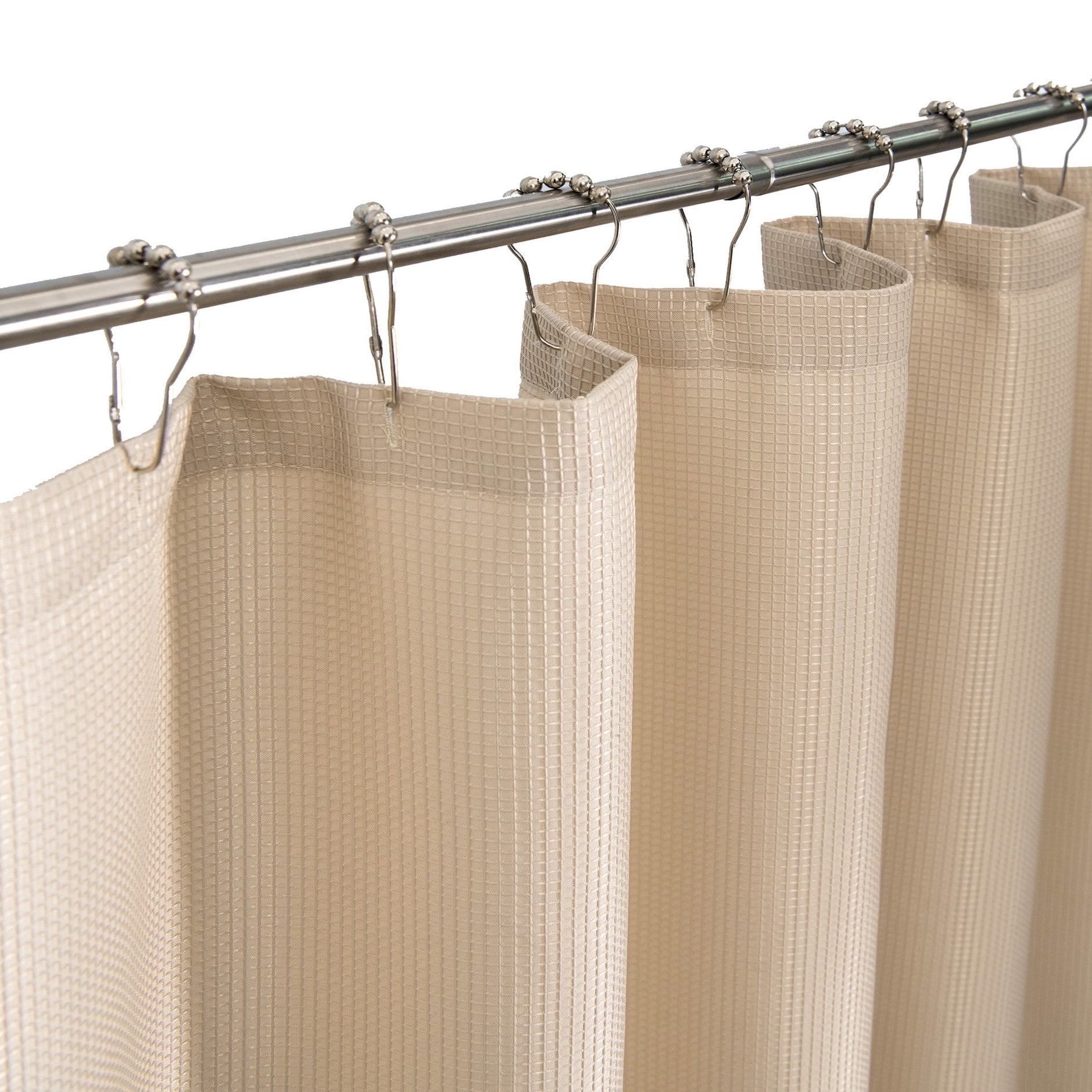 Dainty Home Waffle Weave Textured Fabric Shower Curtain, 70” x 72", Beige