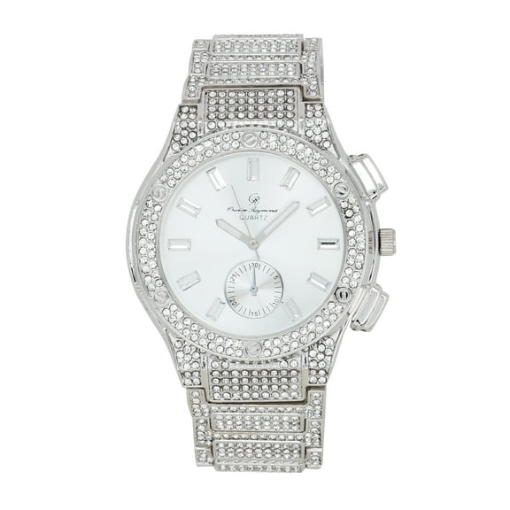 Charles Raymond Big Bling Watch Inspired by Hip Hop - Men's Iced Out Timepiece- Diamond Rhinestones on Blast - ST10311 MB SLV