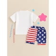 thumbnail image 4 of Nygoyerh Toddler Baby Boys 4th of July Shorts Sets Short Sleeve Letter Print T-shirt Tops with Stars Stripes Shorts 2Pcs Outfits Infant Casual Summer Outfits 0-3 Years, 4 of 9