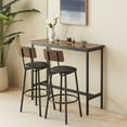 thumbnail image 2 of 3 Piece Kitchen Table Set with 2 Bar Stools, Upholstered Bar Table and Chairs Set for Small Space, Dining Room, Living Room, Apartment (Rustic Brown), 2 of 5