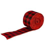 Plaid Printing Ribbon Roll for Xmas Tree Christmas Party Decoration Prop None:Red and black plaid ribbon (6 meters per roll)