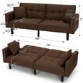 thumbnail image 3 of AVAWING 74" Modern Convertible Futon Sofa Bed, Linen Tufted Upholstered Accent Couch, Adult, Brown, 3 of 9