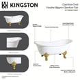 thumbnail image 5 of Aqua Eden VCTNDS6731NL7 67-Inch Cast Iron Oval Double Slipper Clawfoot Tub (No Faucet Drillings) in White/Brushed Brass, 5 of 5