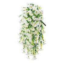 1Pc White Outdoor Courtyard Artificial Flowers, 75cm/29.52In Christmas Wall Hanging Flowers Rattan, Eucalyptus Morning Glories, Silk Flowers, Home Wedding, Wedding Decoration