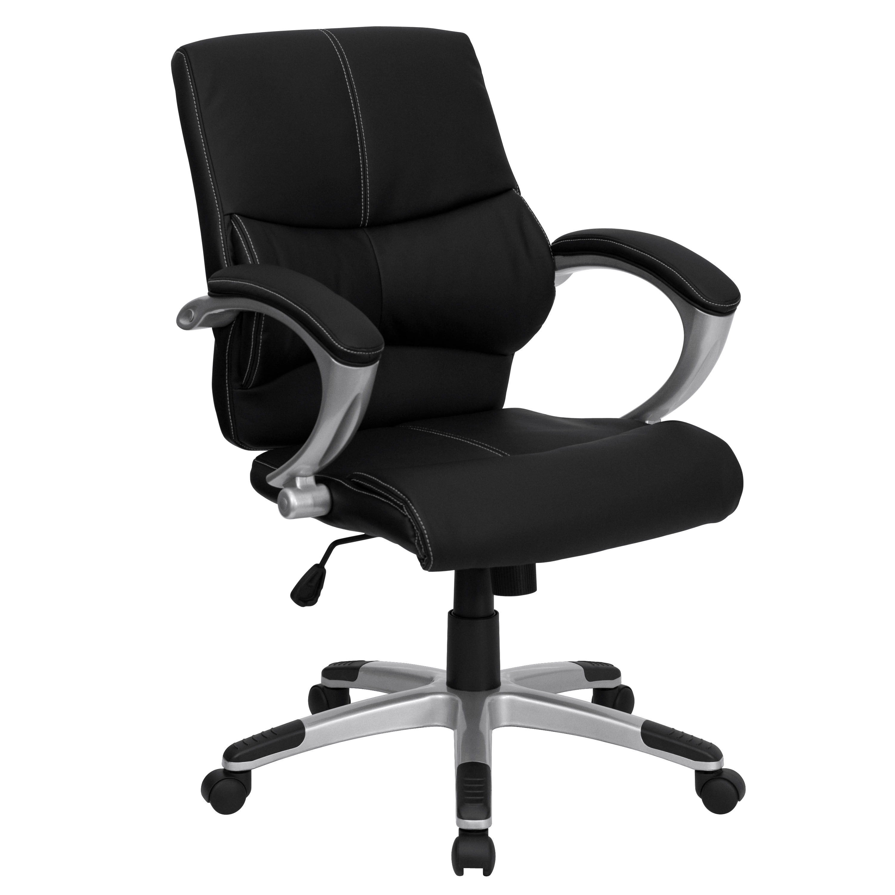 BizChair MidBack Black LeatherSoft Contemporary Swivel Manager's