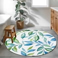 thumbnail image 3 of Round Rugs 3.3Ft, Blue Green Botanical Round Area Rug Washable Indoor Throw Carpet, Watercolor Summer Leaf Soft Non Slip Circle Rug for Laundry Room Patio Home Decor Aesthetic, 3 of 8