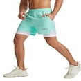 thumbnail image 2 of AMERTEER Men‘s Running Shorts Double Layer Exercise Gym Workout Quick Drying Training Joggers 2 in 1 Sports Shorts with Zip Pockets Fluorescent Green XS, 2 of 7