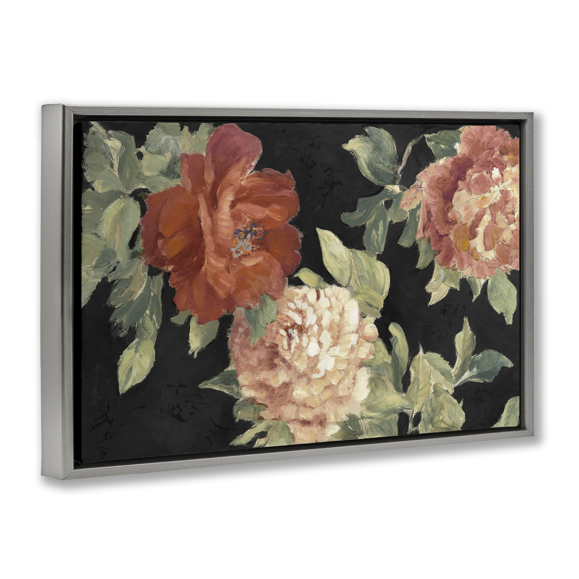 Stupell Industries Beauty of the Red Blossom Gray Framed Floater Canvas Wall Art, design by Lanie Loreth