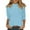 Light Blue&061225O, variant on Garbnen Women's Mock Neck Tops Blue Fitted 3/4 Length Sleeve Womens Tops Dressy Spring Summer Three Quarter Sleeve Women's Blouse