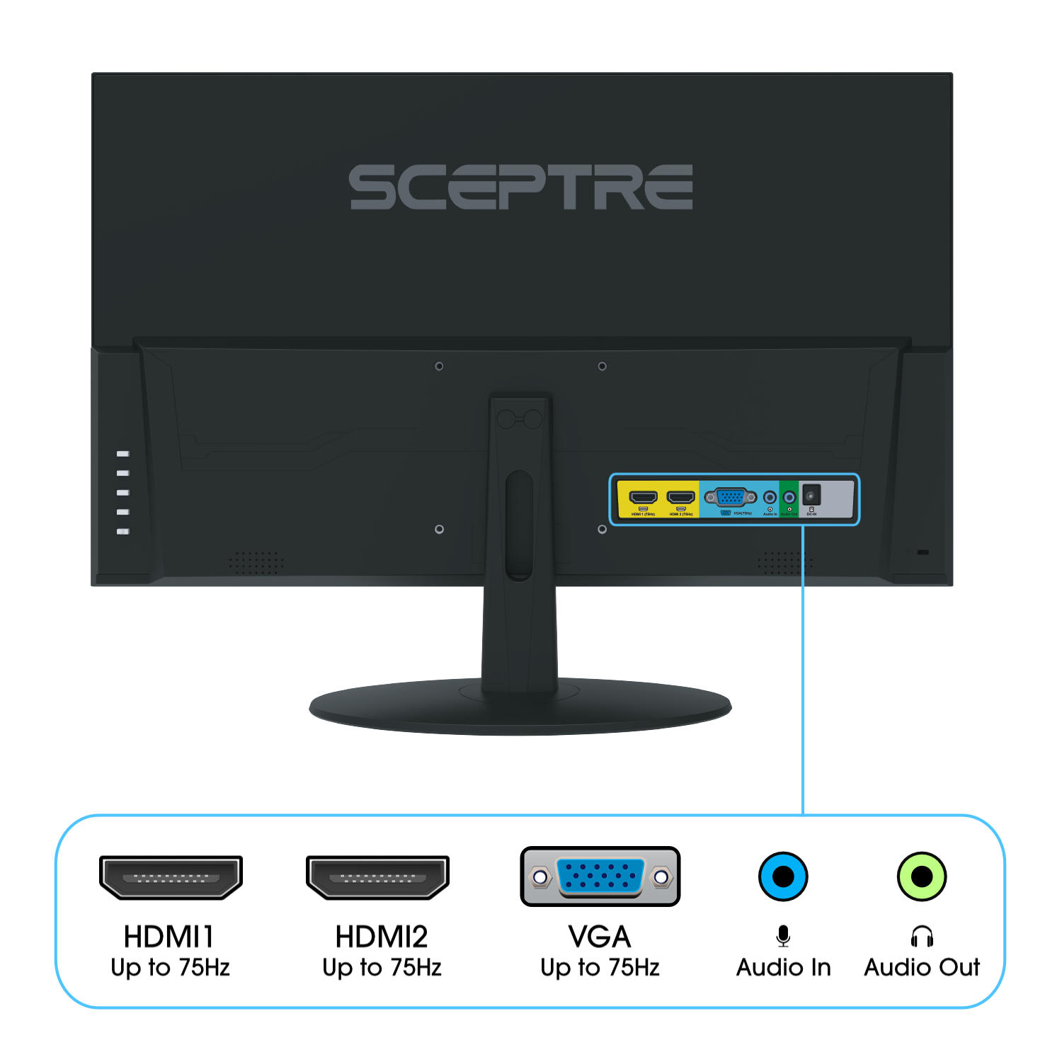 Sceptre IPS 27-inch Computer Monitor 1080p 75Hz HDMI Built-in Speakers, Machine Black (E275W-FPT) - image 3 of 7