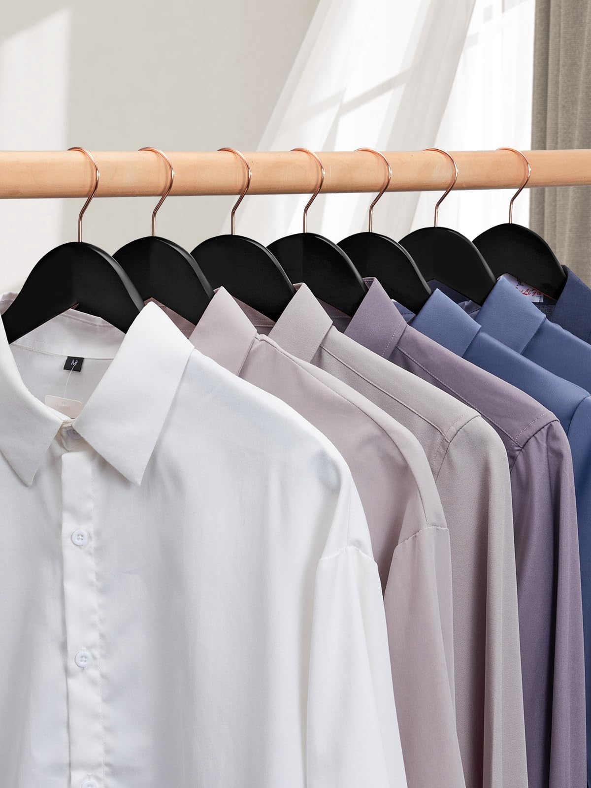 ACSTEP Wooden Hangers 10 Pack, Sturdy Coat Hangers for Closet, Quality Non Slip Hangers, Premium Heavy Duty Hangers, Durable Coat Hanger, Pants Hanger, Suit Hangers, with 360° Rotating Hook, Black