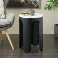 thumbnail image 2 of DecMode 15" x 23" Black Metal Round Accent Table with White Marble Tabletop, 1-Piece, 2 of 9