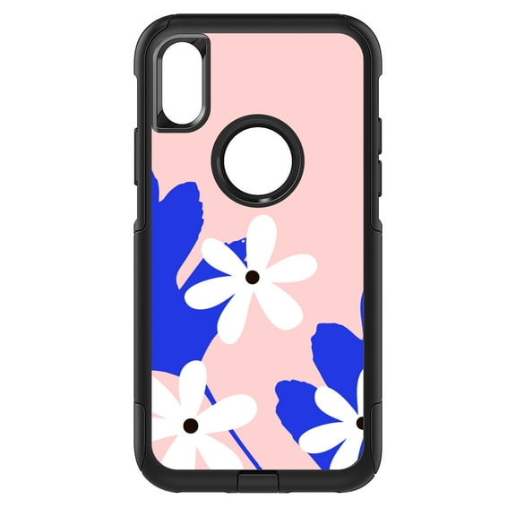 DistinctInk Custom SKIN / DECAL compatible with OtterBox Commuter for iPhone XR (6.1" Screen) - Summer Vibes Bold Flower Pink White Blue