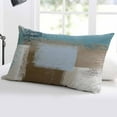 thumbnail image 5 of Teal Blue Throw Pillow Covers, Brown White Minimalist Retro Smear Ombre Art Soft Breathable Pillow Cases with Invisible Zipper for Sleeping, Toddler Pillowcases for Couch Bed Sofa Chair 12x20 Inches, 5 of 6