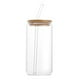 thumbnail image 1 of Vaso de cola con pajita de 500 ml, de vidrio de borosilicato con tapa de madera, de alta transparencia, adaptable a la temperatura, para café, leche, reutilizable y ecológico., 1 of 6