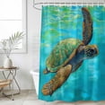 thumbnail image 6 of Sea Turtle Coastal Shower Curtain Set - Extra Long 72" x 96" Washable Bathtub Curtain with 12 Hooks, Teal Green Beach Nautical Waterproof Fabric Stall Shower Curtains for Bathroom/Bathtub Décor, 6 of 6