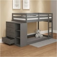 thumbnail image 4 of JERFIT Twin over Twin Bunk Bed with Storage Drawers, Gray Space-Saving Bunkbed Frame with 4 Drawers & 3 Shelves, 4 of 10