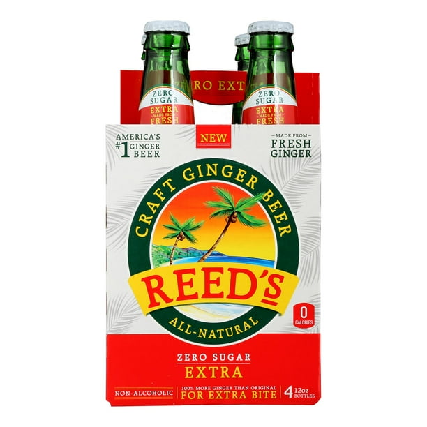 Reed's Ginger Beer Extra 0 Sugar Case Of 6 4/12 Fz