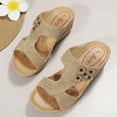 thumbnail image 5 of Kukoosong Summer Women Sandals Casual Beach Sandals for Women Summer Women Wedge Heel Shoes Hollow Out Sandals Roman Casual Slippers Khaki Size 38, 5 of 7