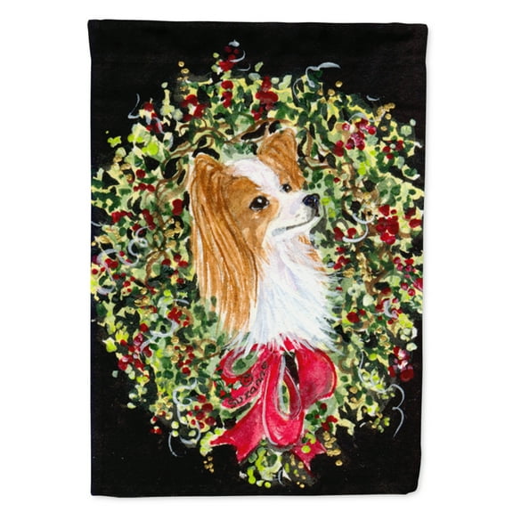 Caroline's Treasures SS8953-FLAG-PARENT Christmas Wreath Papillon Flag, , multicolor