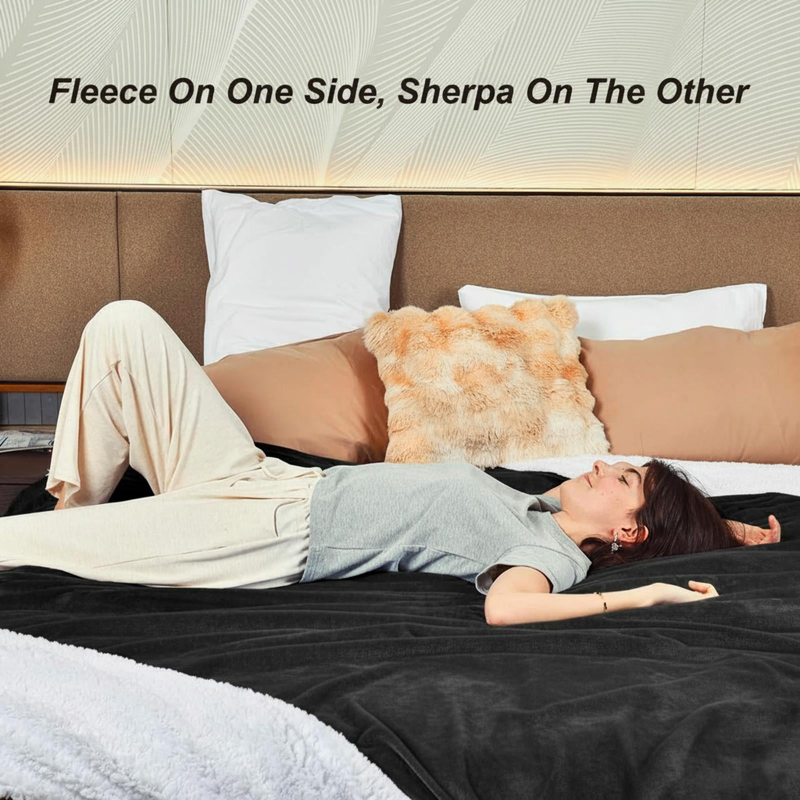 Sherpa Fleece Blanket Extra Warm Heavy Thick 500gsm Plush Soft
