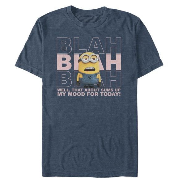 Men's Despicable Me Minion Blah Mood Graphic Tee Navy Blue Heather 5X Large