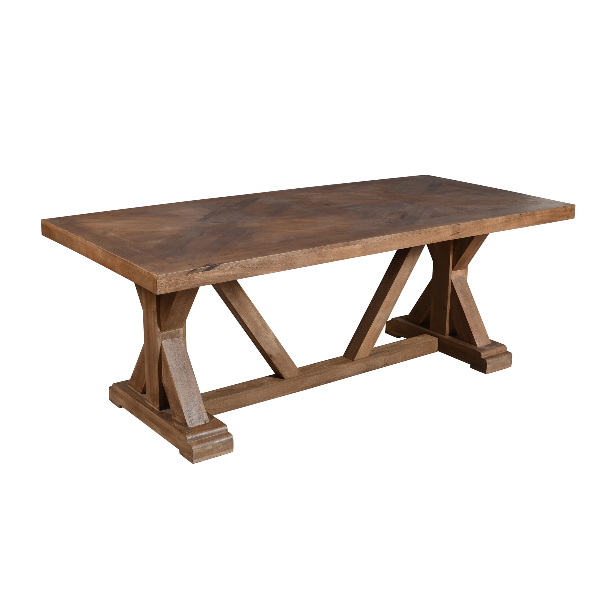 Ox Bay Quia 84" Wood Herringbone Rectangular Dining Table for 6 to 8 Person, Farmhouse Kitchen Table, Natural Finish