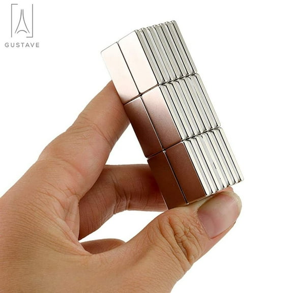 Gustave 3/4 x 1/2 x 1/16 Inch Neodymium Rare Earth Bar Magnets N35 Strong Permanent Block Magnets, 20 x 10 x 2 mm, 50 Pack