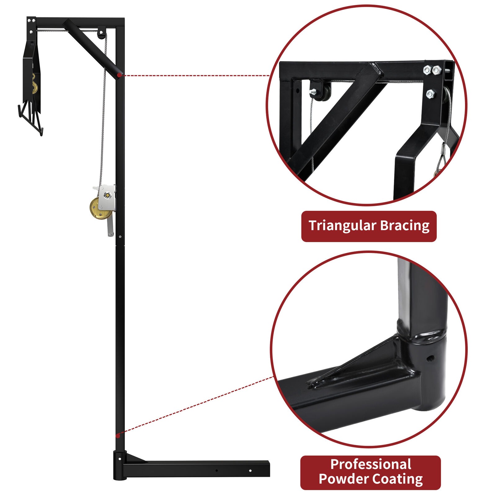 RVNI 2 in Truck Hitch Deer Hoist with Winch Lift Gambrel Set 500 LBS Game Lifting