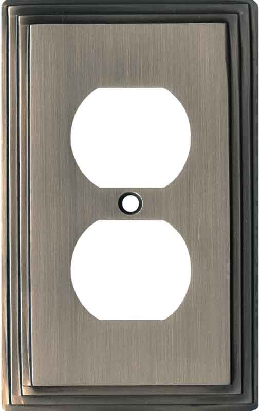 Art Deco Step Satin Nickel Outlet Covers