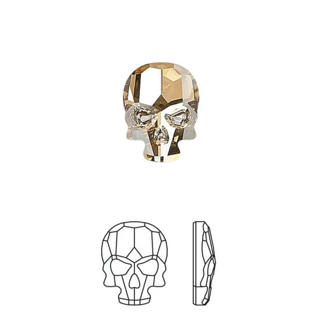 

Flat back Crystal Passions rhinestone crystal golden shadow foil back 14x10.5mm faceted skull (2856). Sold individually.