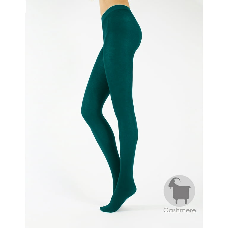 CALZITALY - Cashmere Wool Tights – Fleece Lined Warm Pantyhose for Women –  150 DEN (XL, Mystic Green) 