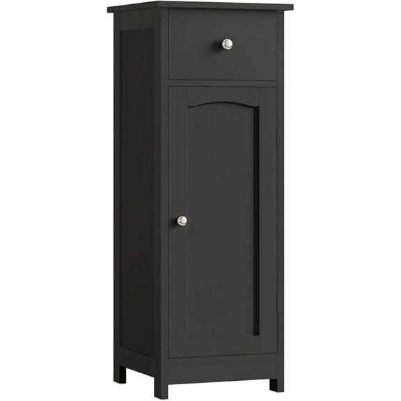 Bathroom Floor Cabinet, Small Bathroom Storage Cabinet with Drawer & Storage Shelf, Free-Standing Organizer Cabinets for Hallway/Living Room, Black