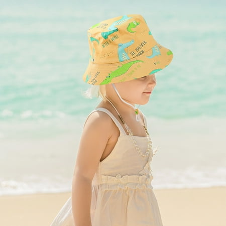 

kids adjustable chin strap sun protection hats summer spring sun hat cute cartoon outdoor beach bucket cap