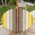 thumbnail image 6 of Round Outdoor Tablecloth with Umbrella Hole and Zipper, Yellow Brown Fitted Table Cover with Elastic Edge for 55-60 Inch, Farmhouse Wood Grain Vintage Striped Waterproof Patio Tablecoths for Picnic, 6 of 9