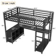 thumbnail image 4 of Twin XL Metal Loft Bed with Desk & Wardrobe, Space Saving Loft Bed with L-Shaped Desk, Storage Shelves for Teens Adults, Black, 4 of 12