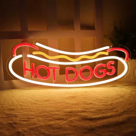 JFLLamp LED Neon Sign Hot Dog Shape Warm Light USB Powered Acrylic Wall Decor Lamp for Restaurant Party Bedroom Decoration
