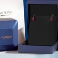 thumbnail image 6 of Gem Stone King 14K Yellow Gold Red Created Ruby Dangle Earrings for Women | 0.50 Cttw | Gemstone July Birthstone | Round 4MM, 6 of 7