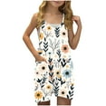 thumbnail image 1 of Zpanxa Girls Shorts Polyester Spandex Print Pattern Sleeveless Overalls with Pockets 13-14 Years, 1 of 5