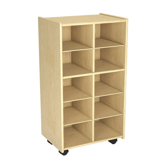 Childcraft Mobile Cubby Unit with Locking Casters, 10 Tray Capacity