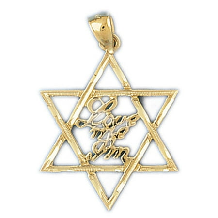 Love Star Of David Pendant - 14K Yellow Gold Love Me I'm Jewish Star of David Pendant - 31 mm