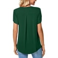 thumbnail image 4 of Women's OD Green V-Neck T-Shirt with Short Petal Sleeves, Back Pleats, and Loose Fit for Casual Wear - Size XXL, 4 of 5