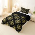 thumbnail image 2 of Homewish Black Gold Skull Damask Twin Comforter Sets,Happy Halloween Bedding Set,Black Reversible,2 Pieces,1 Comforter and 1 Pillowcase, 2 of 7