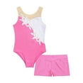 thumbnail image 4 of DPOIS Kids Girls 2 Pieces Ballet Dance Outfits Gymnastics Leotard with Booty Shorts Activewear Sets Pink 6, 4 of 5