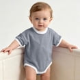thumbnail image 5 of biudgviw Baby Boy Girl Clothes Short Sleeve Newborn Infant Bodysuit Color Block Casual Round Neck Onesies Rompers Summer Outfits(Blue,3-6 Months), 5 of 6